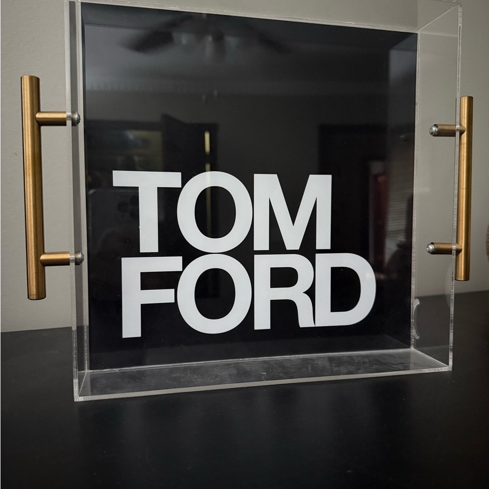 Tom Ford Clear Tray with Gold Handles